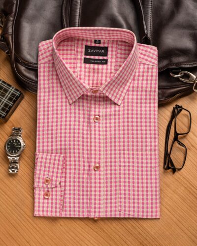 Giza cotton tie collar tailored fit woven formal shirt sugar coral