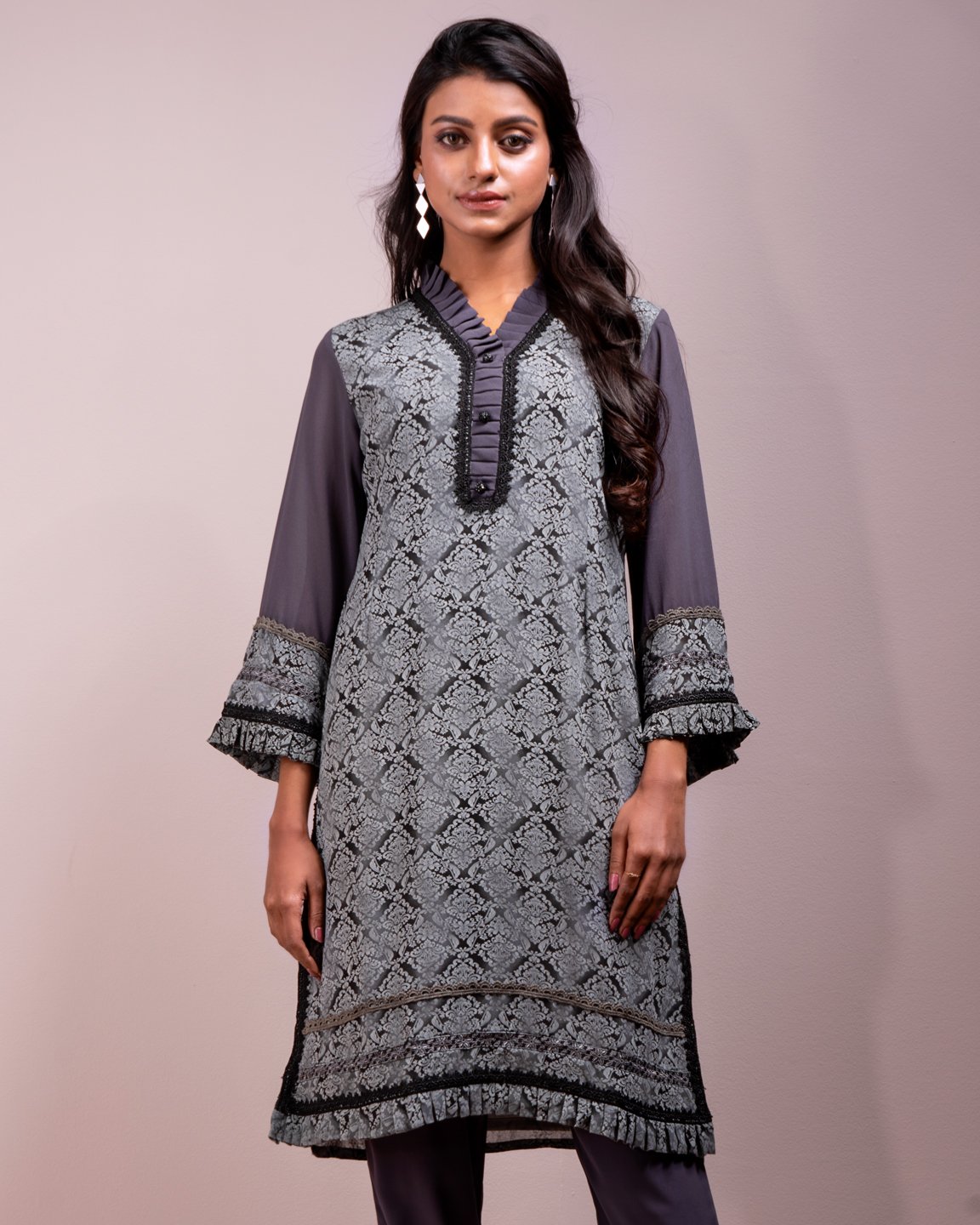 Grey23269 short kameez