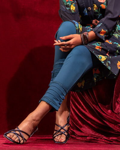 Female hemline ruffle and lace details salwar pant | Classic Blue