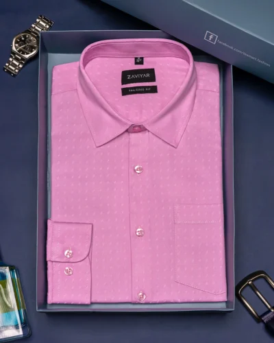 Giza cotton tie collar tailored fit woven formal shirt Blushing Bride