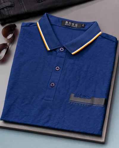 Semi slim fit men's polo shirt | Navy Blue