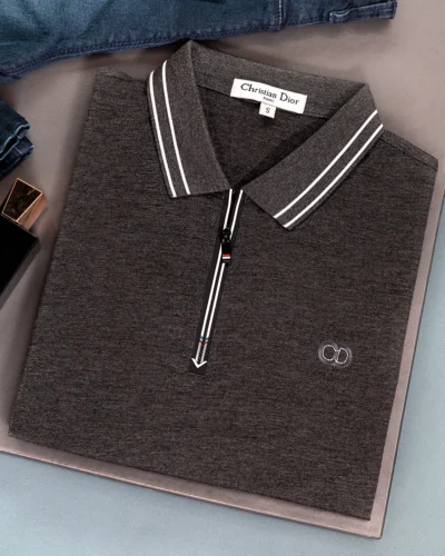 Semi slim fit men's polo shirt | Ash