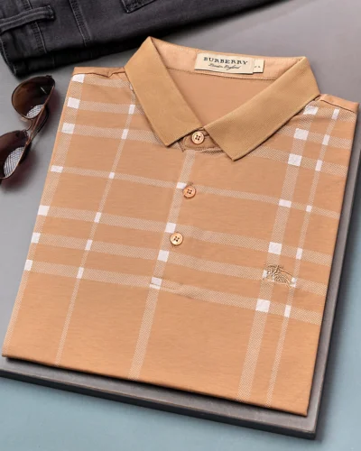 Semi slim fit men's polo shirt | Tan