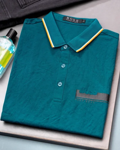 Semi slim fit men's polo shirt | Ocean Blue