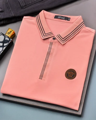 Semi slim fit men's polo shirt | Light Pink
