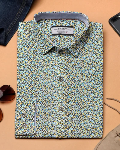Cotton regular fit woven printed shirt  | White Black