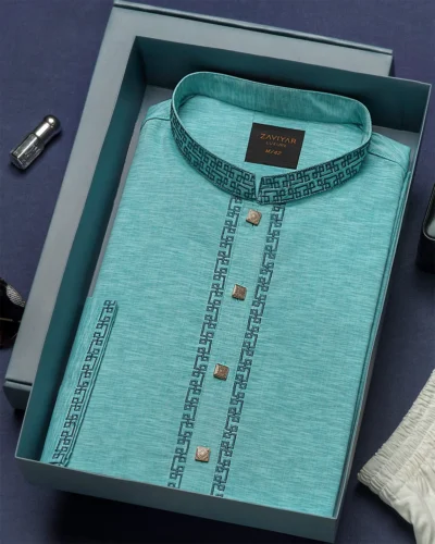 Zaviyar Premium Panjabi | Aquamarine