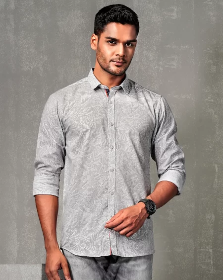 Cotton slim fit woven printed shirt  | Fossil