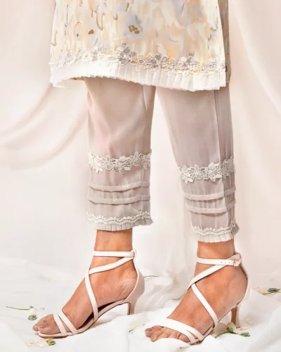 Female Ruffle With Lace details salwar pant| Butterfly Green