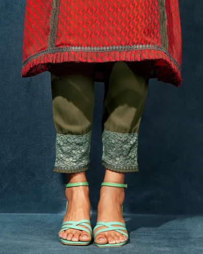 FemaleRuffle With Lace details salwar pant | Olive