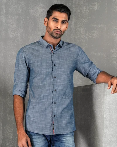 Cotton slim fit woven printed shirt  | Anchor