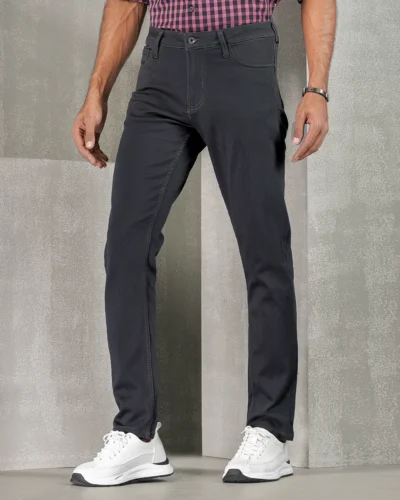 Cotton stretch slim straight fit 5 pocket jeans | Anchor Grey