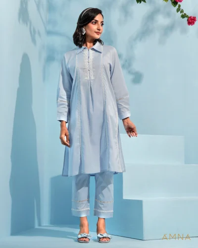 Cotton co-ord kurta and bottom set by AMNA | Sky
