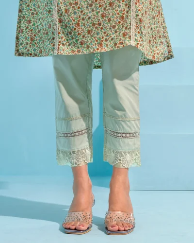 Female lace detailed cotton salwar pant | Light Biscuit