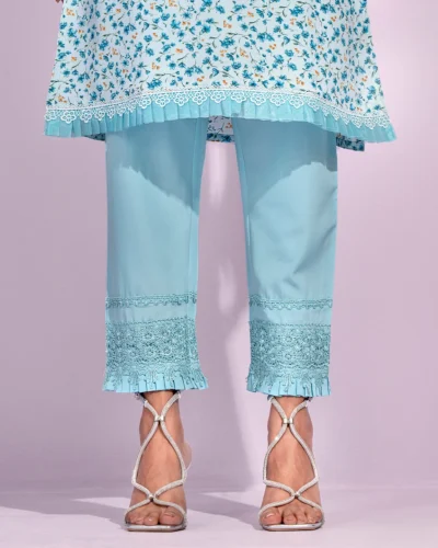 Female lace detailed salwar pant | Sky Blue
