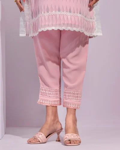 Female lace detailed salwar pant | Light pink