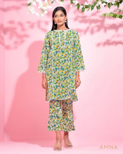 Female Front princes join Lace Details co-ord set by AMNA | Blue Green