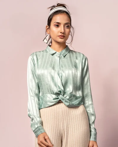 Female Casual Top | Aqua Haze Blue
