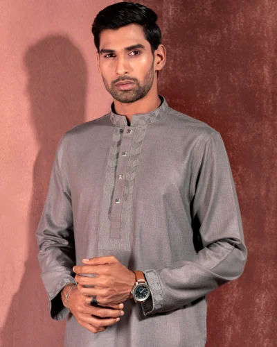 Zaviyar Premium Panjabi | Pewter