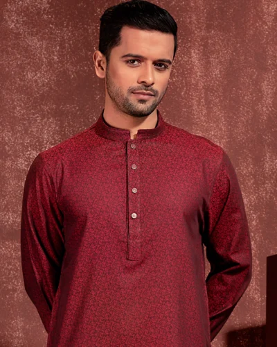 Zaviyar Premium Panjabi | Brick Red