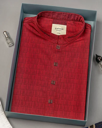 Zaviyar Premium Panjabi | Sangria Red