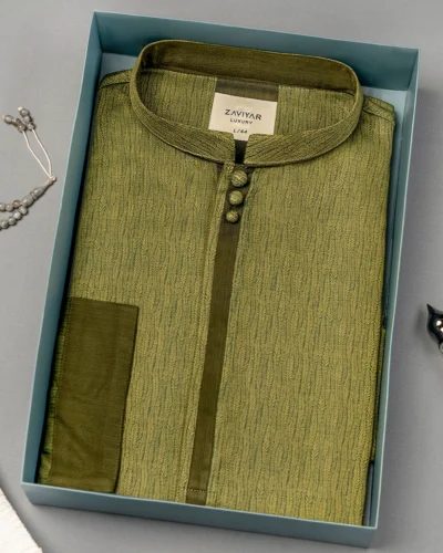 Zaviyar Premium Panjabi | Moss Green