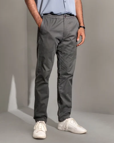 Cotton Stretch Relax Fit Pull On Pant | Ash