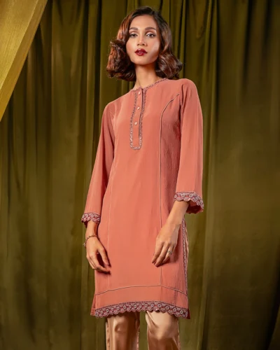Female Decollete-Neck Details Short Kamiz | Ginger Bread