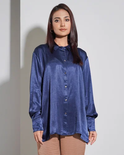 Female Loose Fit Casual Top | Blue Night
