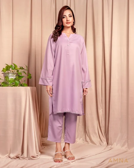 Female Round neck Details 2pcs by Amna| Pale Lavender