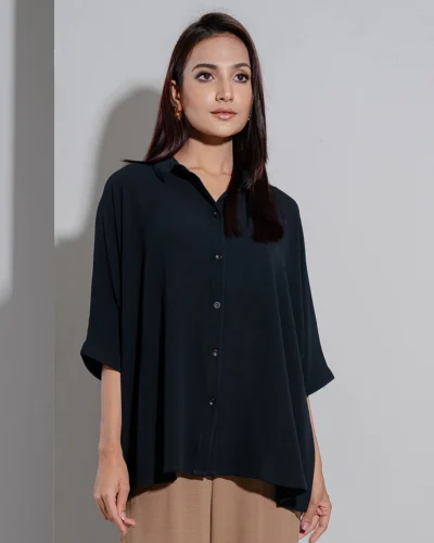 Female Oversize Casual Top | Black