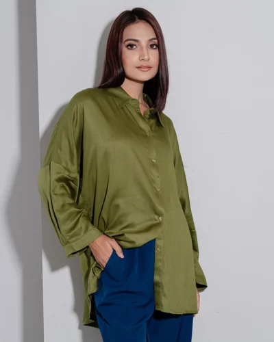 Female Loose Fit Casual Top | Olive Green