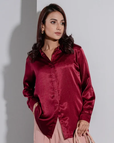 Female Casual Top | Burgundy Maroon