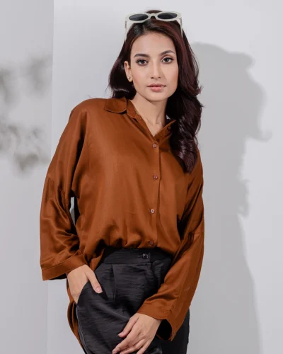 Female Loose Fit Casual Top | Coffee