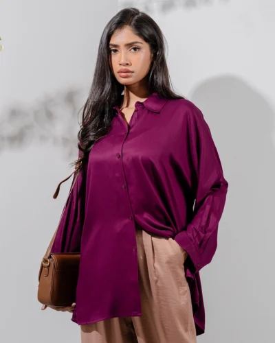 Female Loose Fit Casual Top | Eggplant Purple