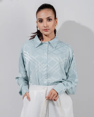 Female Loose Fit  Casual Top | Blue Glass