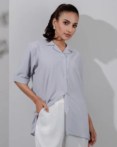Female Loose Fit Casual Top | Gray Ash