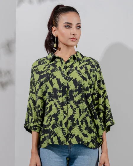 Female Oversize Casual Top | Parrot Green