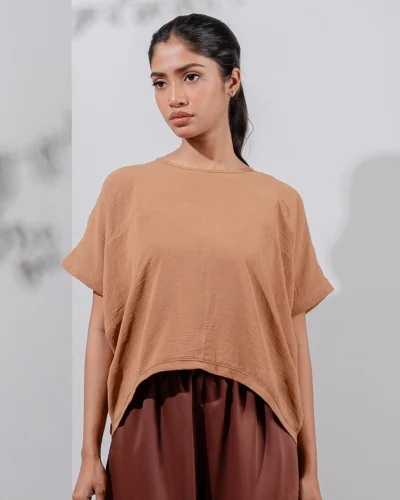 Female Oversize Casual Top | Brown Stone