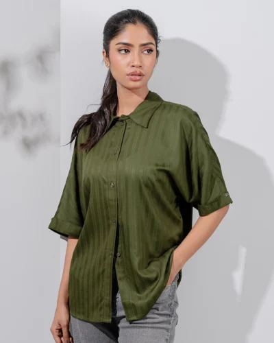 Female Loose Fit Casual Top | Martini Olive