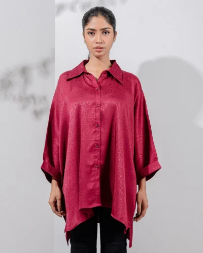 Female Oversize Kaftan Casual Top | Beet Red