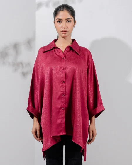 Female Oversize Kaftan Casual Top | Beet Red