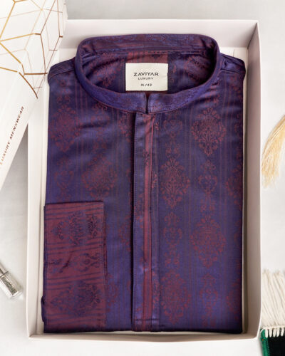 Zaviyar Premium Panjabi | Eggplant