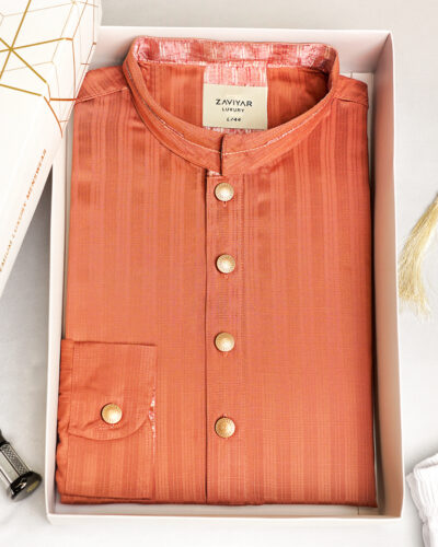 Zaviyar Premium Panjabi | Coral