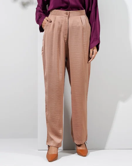 Female Bottom Wide Hem Details Straight Fit Pant | Brown Stone