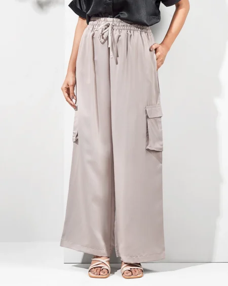 Female Wide Hem Cargo Pants | Whisper White