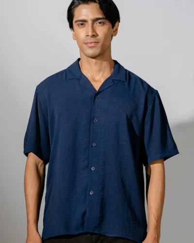 Occult Havana Cuban Shirt | Navy Blue