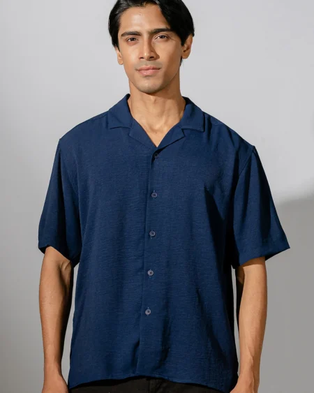 Occult Havana Cuban Shirt | Navy Blue