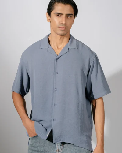 Occult Havana Cuban Shirt | Steel Blue