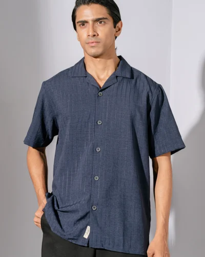 Occult Havana Cuban Shirt | Navy Blue